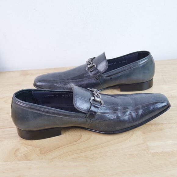 Mezlan Size 13 Loafers Custom Eel Skin Chain Hardware Grey Dress Shoes Slip On main image 14
